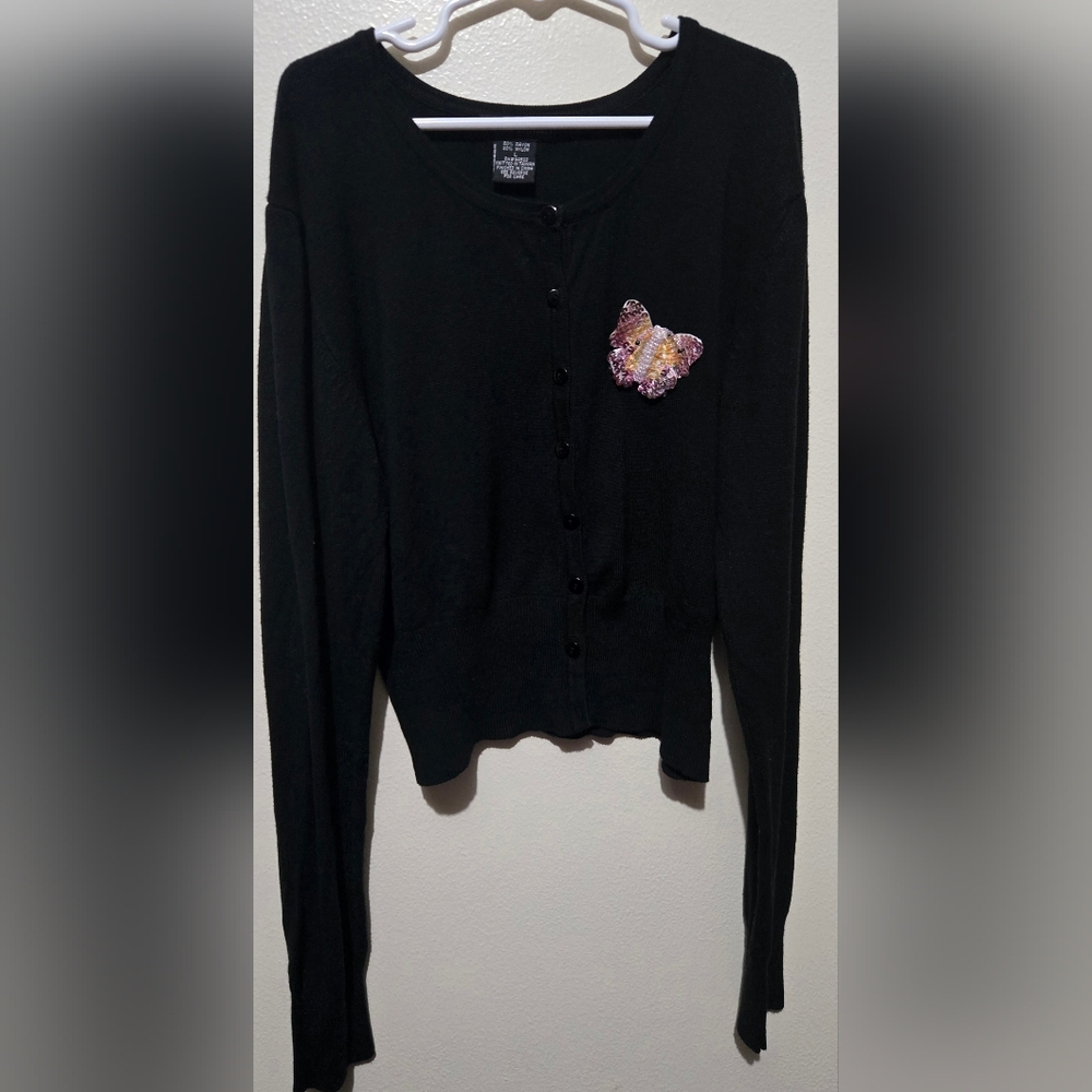 Black Sweater with Butterfly Detail